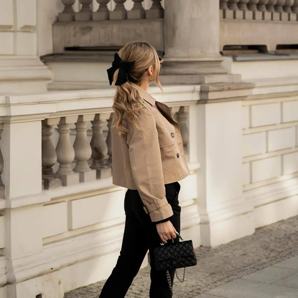 Women’s Cropped Double Breasted Trench Jacket