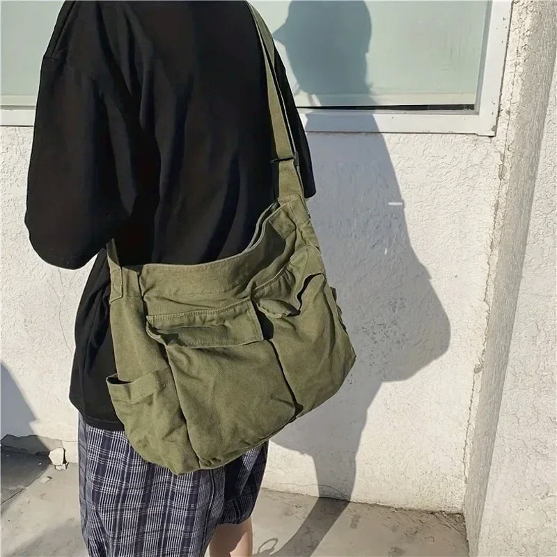Large Multi Pocket Shoulder Messenger School Bag