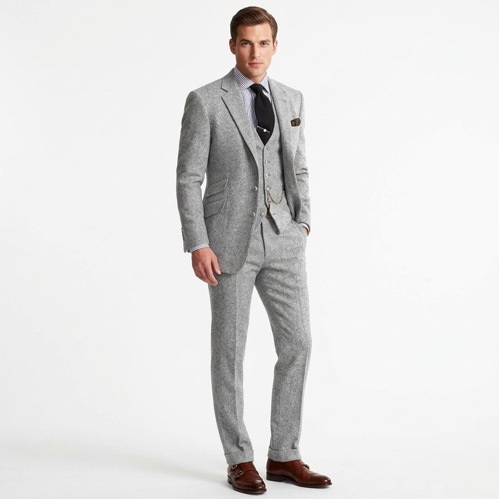 Men’s Classic Three Piece Tweed Suit
