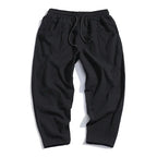 Men’s Cotton Cropped Trousers with Drawstring Waist