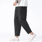 Men’s Cotton Cropped Trousers with Drawstring Waist