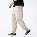 Men’s Cotton Cropped Trousers with Drawstring Waist