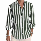 Men’s Cotton Striped Long Sleeve Button-Up Shirt with Collar