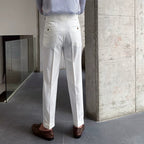 Men’s High Waist Straight Leg Trousers with Pleated Front