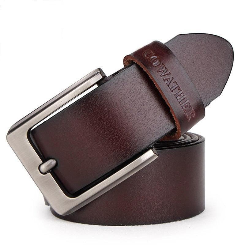 Men’s Leather Casual Belt with Metal Pin Buckle