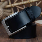 Men’s Leather Casual Belt with Metal Pin Buckle