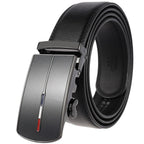 Men’s Leather No-Hole Dress Belt with Automatic Buckle