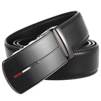 Men’s Leather No-Hole Dress Belt with Automatic Buckle