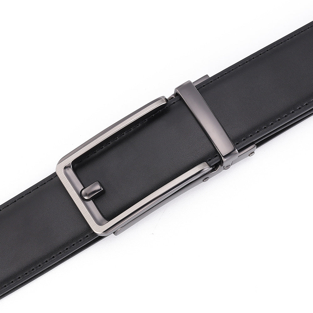 Men’s Leather No-Hole Ratchet Belt with Automatic Buckle