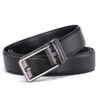 Men’s Leather No-Hole Ratchet Belt with Automatic Buckle