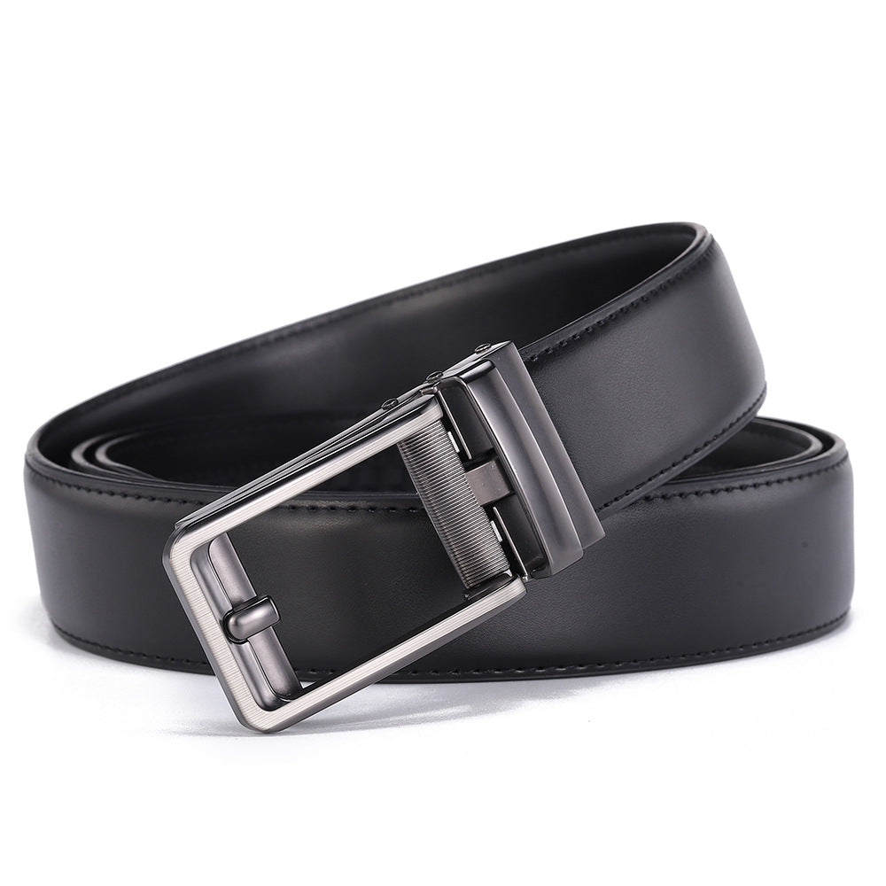 Men’s Leather No-Hole Ratchet Belt with Automatic Buckle