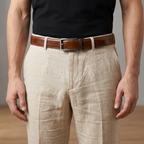 Men’s Leather No-Hole Ratchet Belt with Automatic Buckle