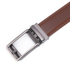 Men’s Leather No-Hole Ratchet Belt with Automatic Buckle