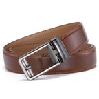 Men’s Leather No-Hole Ratchet Belt with Automatic Buckle