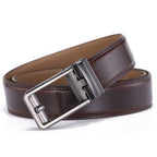 Men’s Leather No-Hole Ratchet Belt with Automatic Buckle