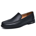 Men’s Leather Slip-On Dress Loafers with Rounded Toe
