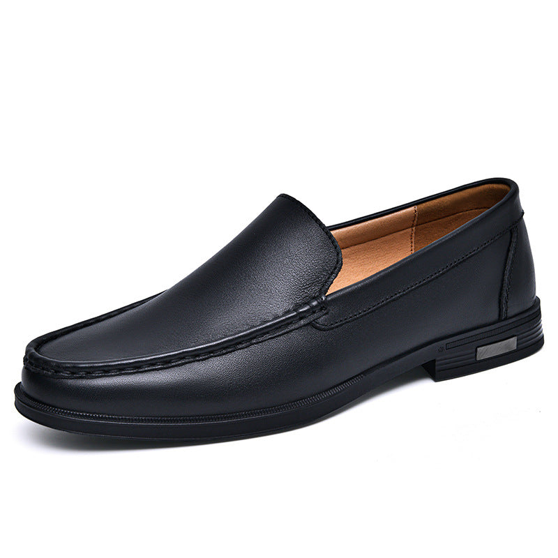 Men’s Leather Slip-On Dress Loafers with Rounded Toe