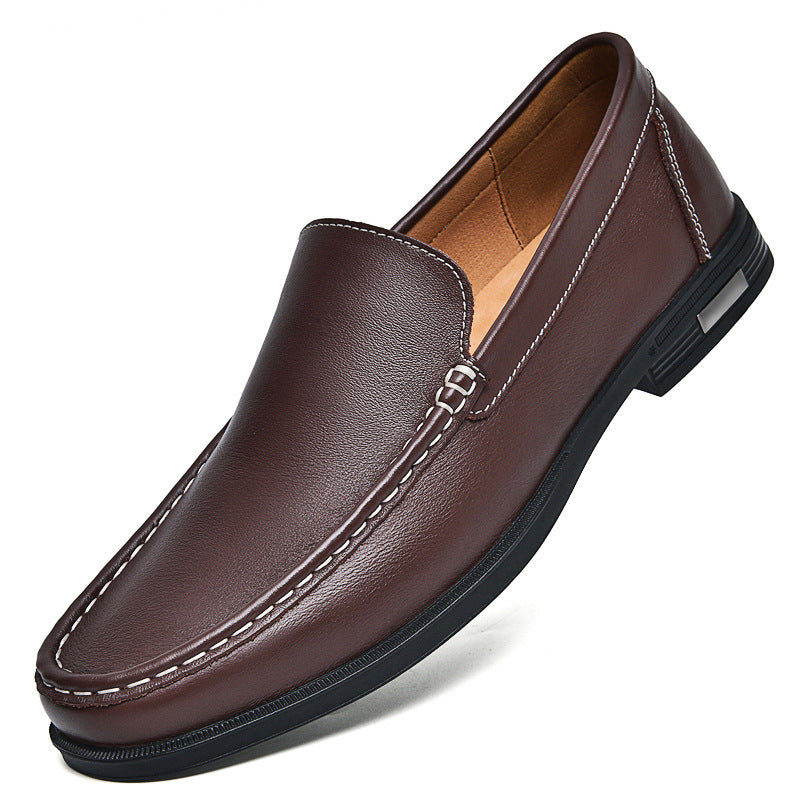Men’s Leather Slip-On Dress Loafers with Rounded Toe