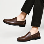 Men’s Leather Slip-On Dress Loafers with Rounded Toe