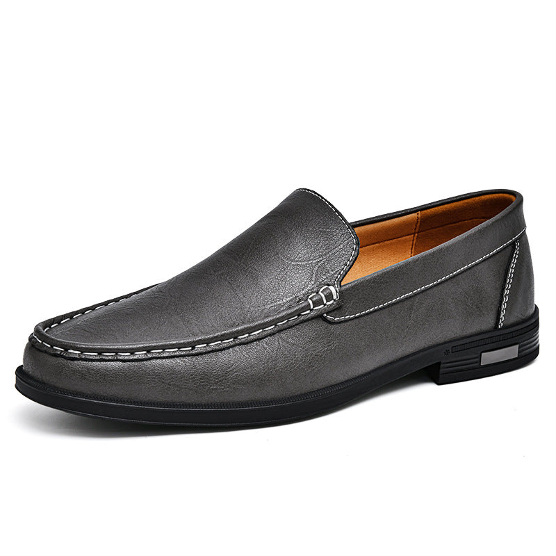 Men’s Leather Slip-On Dress Loafers with Rounded Toe