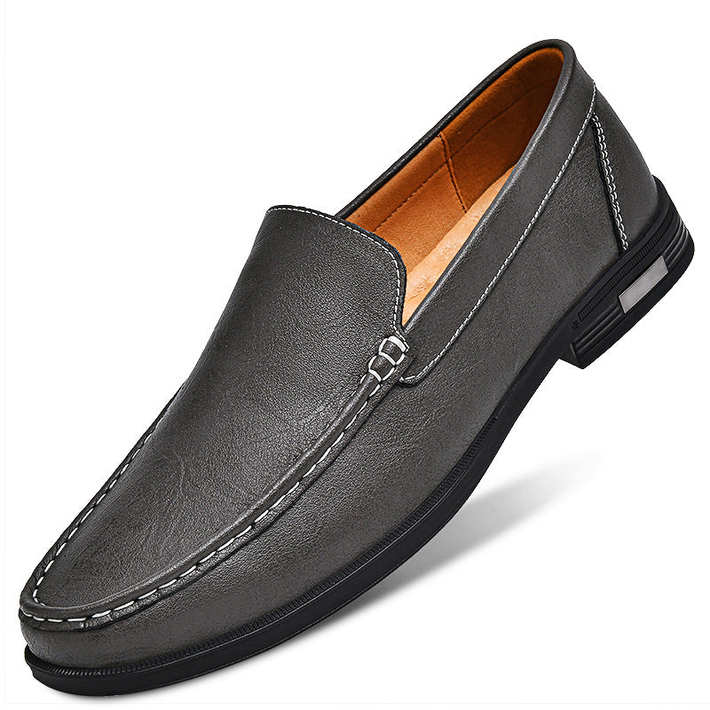 Men’s Leather Slip-On Dress Loafers with Rounded Toe
