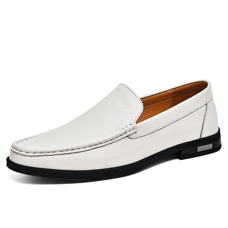Men’s Leather Slip-On Dress Loafers with Rounded Toe