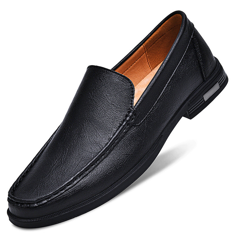 Men’s Leather Slip-On Dress Loafers with Rounded Toe