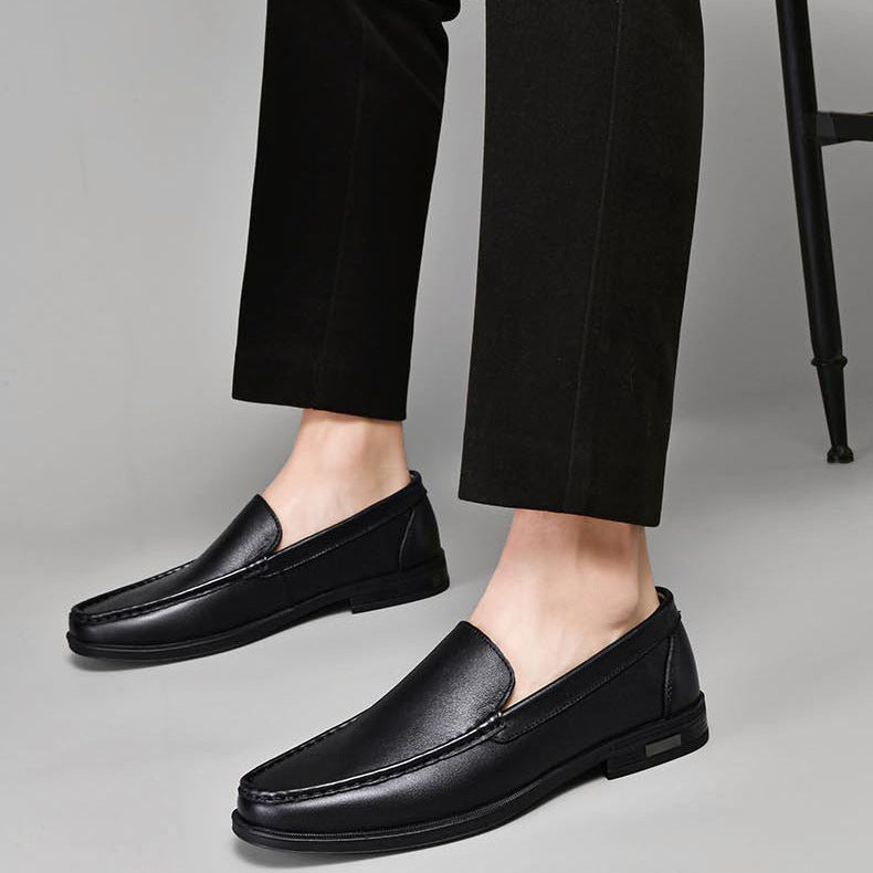Men’s Leather Slip-On Dress Loafers with Rounded Toe