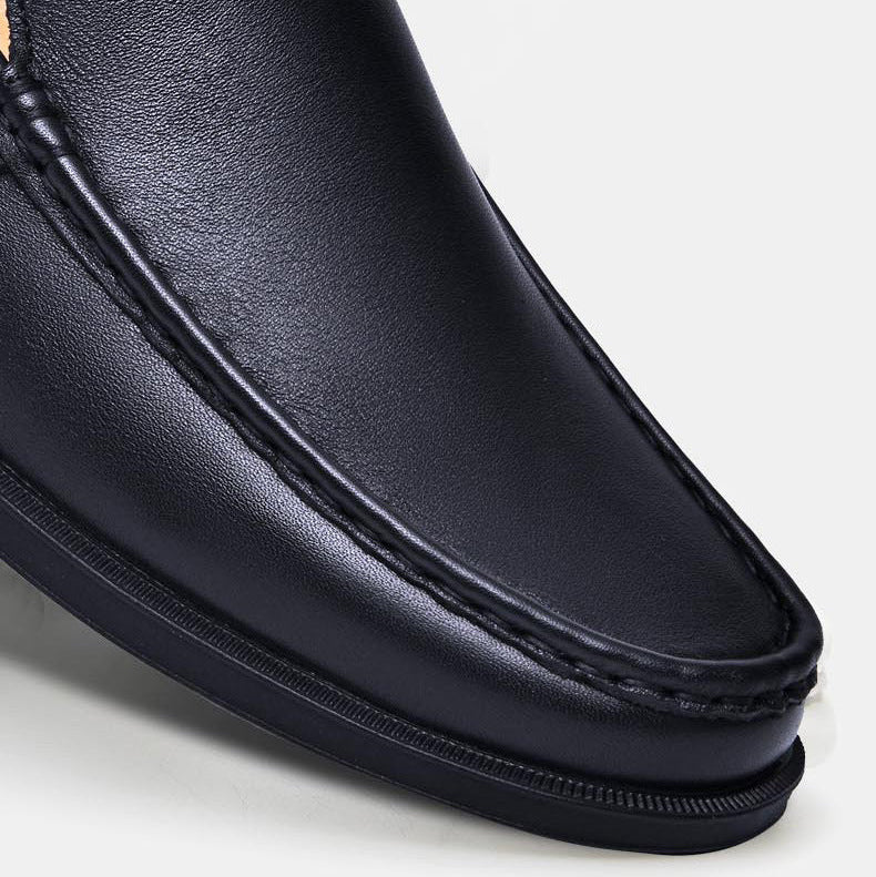 Men’s Leather Slip-On Dress Loafers with Rounded Toe