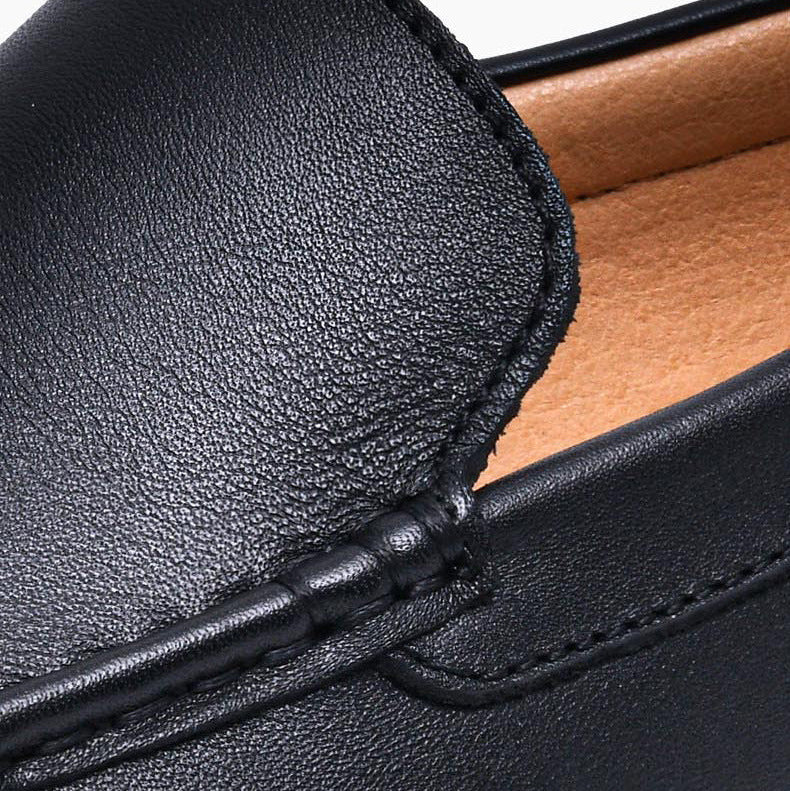 Men’s Leather Slip-On Dress Loafers with Rounded Toe