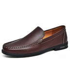 Men’s Leather Slip-On Dress Loafers with Rounded Toe