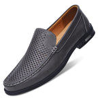 Men’s Leather Slip-On Loafers with Perforated Upper