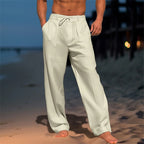 Men’s Linen Relaxed Fit Trousers with Pleated Front