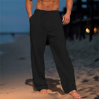 Men’s Linen Relaxed Fit Trousers with Pleated Front