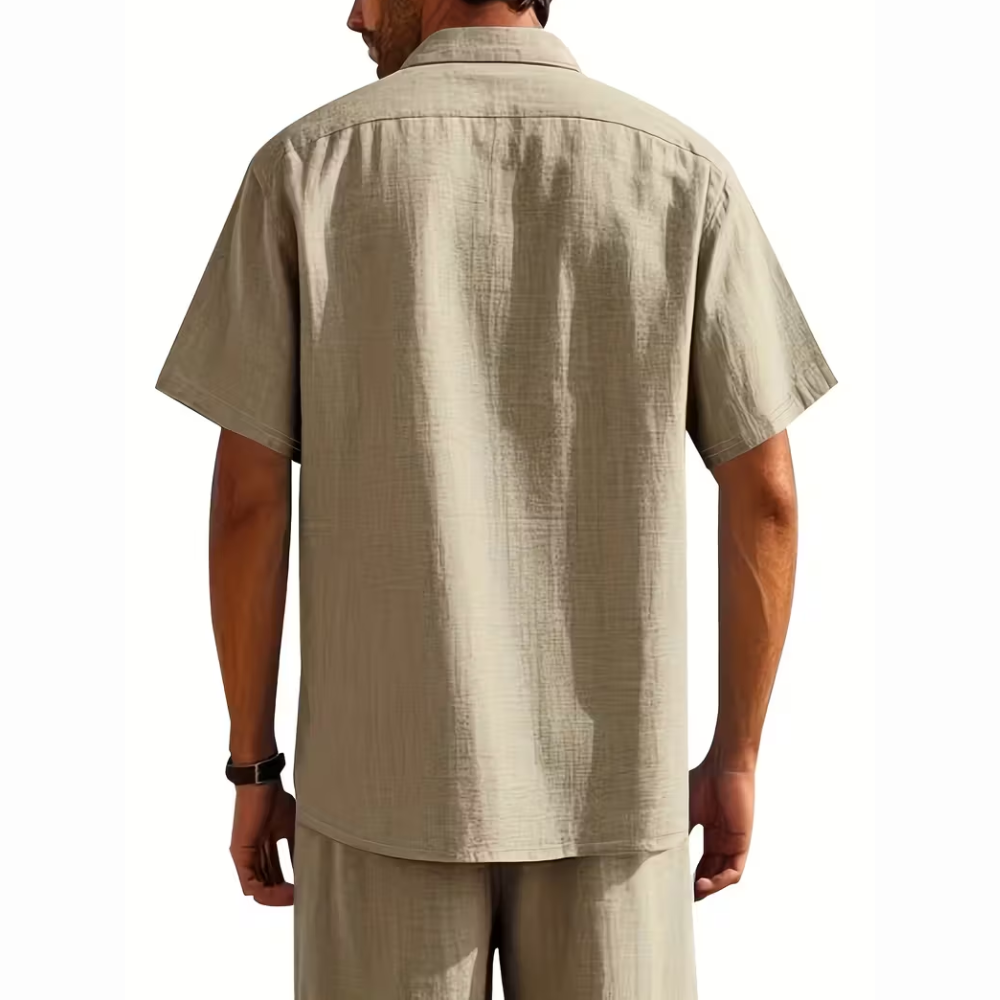 Men’s Linen Short Sleeve Button-Up Shirt