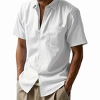 Men’s Linen Short Sleeve Button-Up Shirt