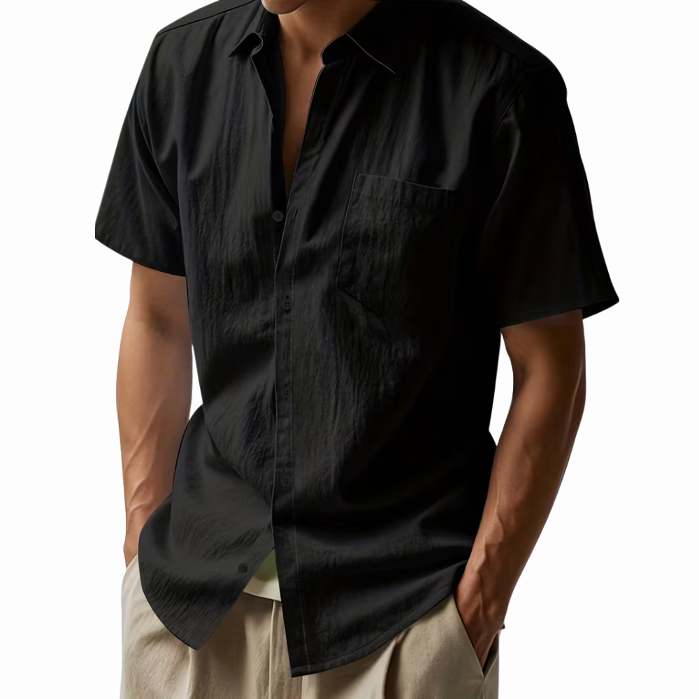 Men’s Linen Short Sleeve Button-Up Shirt