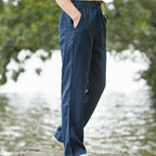 Men’s Linen Trousers with Drawstring Waist and Pockets