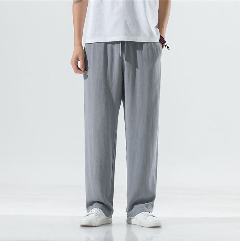 Men’s Linen Trousers with Drawstring Waist and Pockets