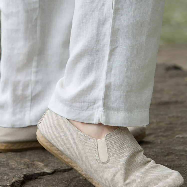 Men’s Linen Trousers with Drawstring Waist and Pockets