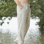 Men’s Linen Trousers with Drawstring Waist and Pockets