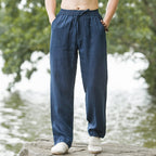 Men’s Linen Trousers with Drawstring Waist and Pockets