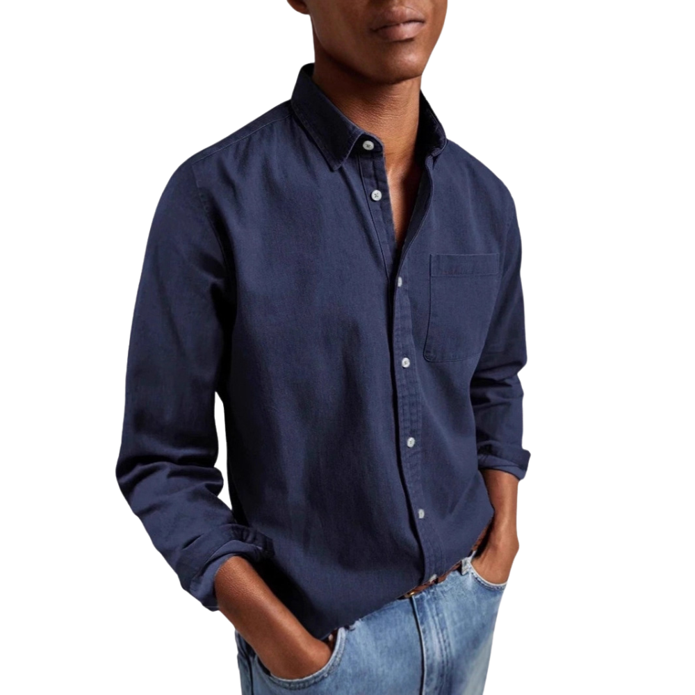 Men’s Long Sleeve Button-Up Shirt with Chest Pocket