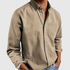Men’s Long Sleeve Button-Up Shirt with Chest Pocket