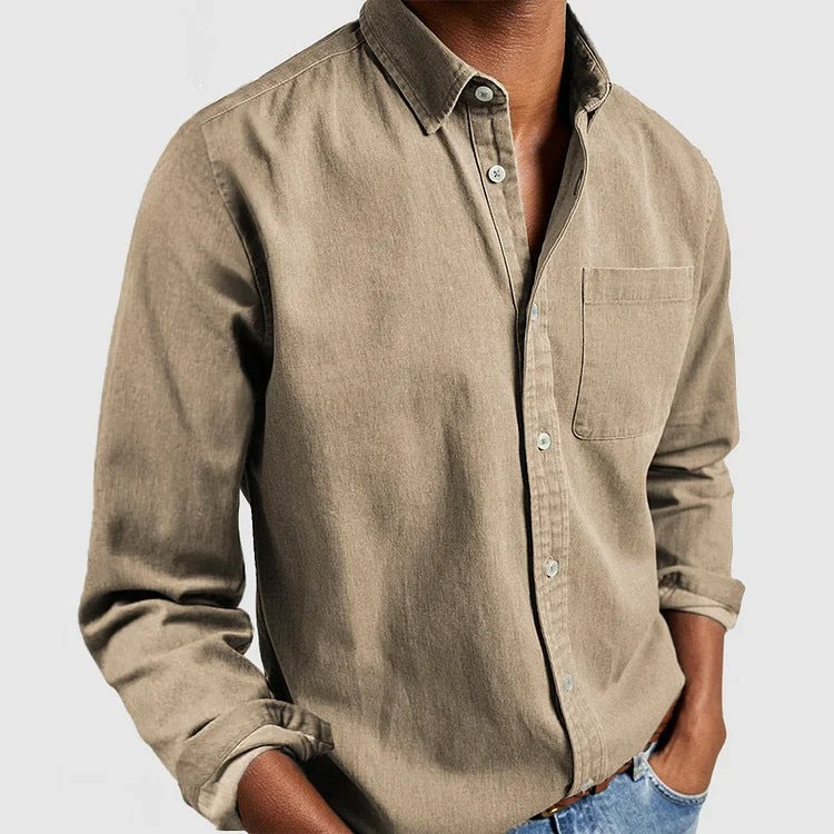 Men’s Long Sleeve Button-Up Shirt with Chest Pocket