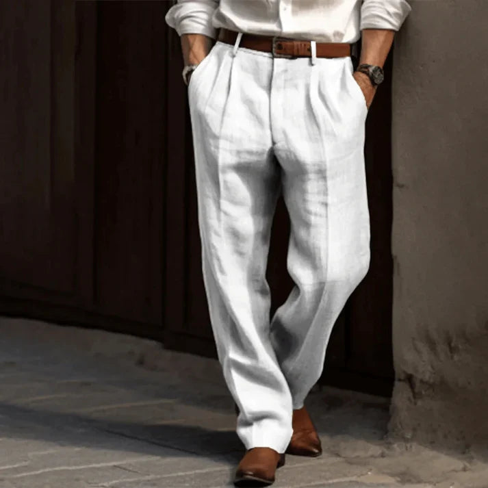 Men’s Relaxed Fit Dress Trousers with Pleated Front