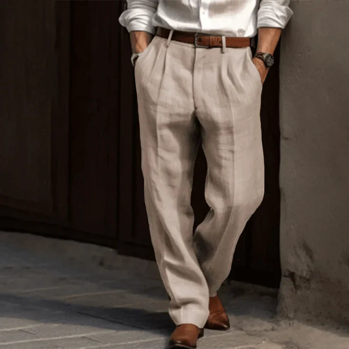 Men’s Relaxed Fit Dress Trousers with Pleated Front
