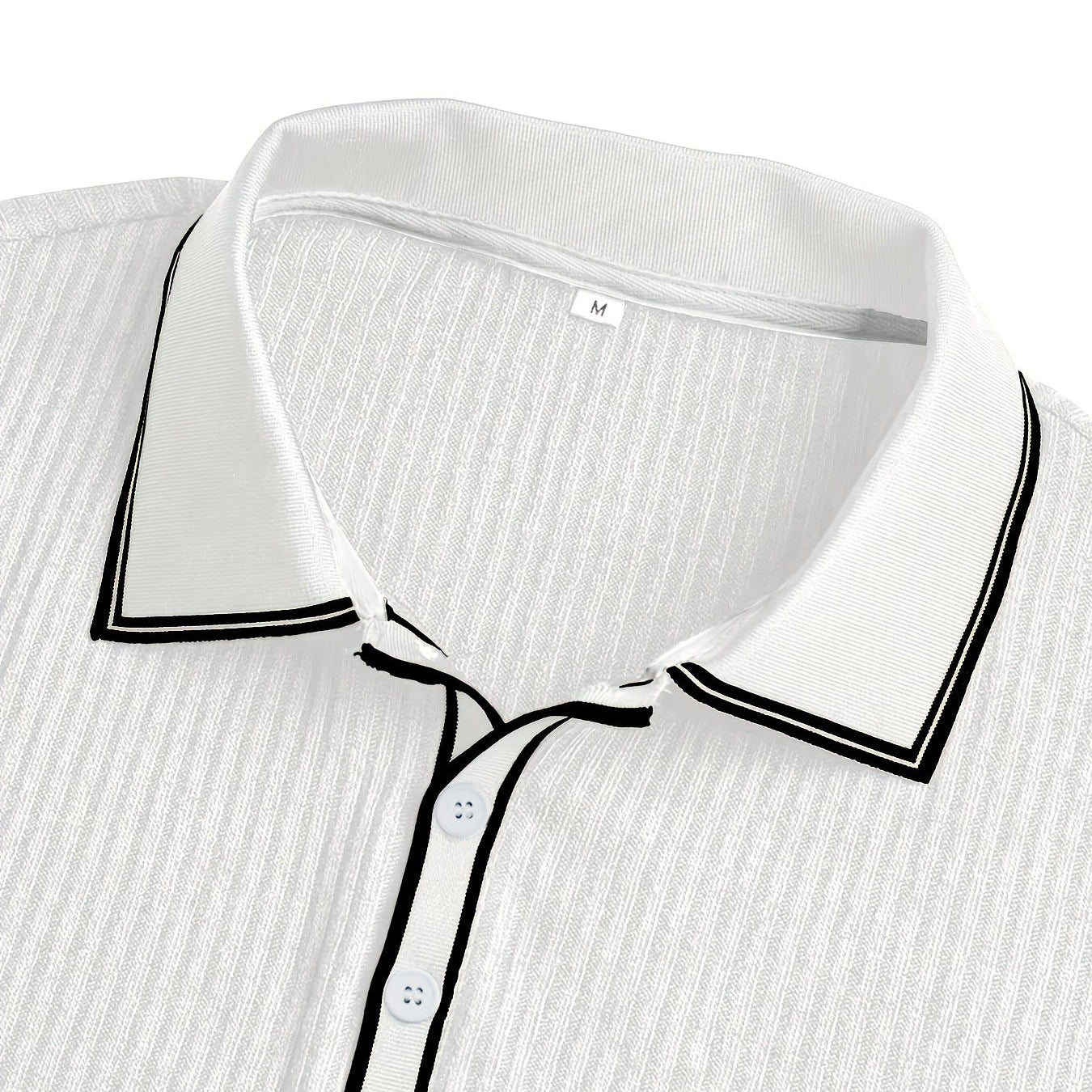 Men’s Ribbed Knit Polo Shirt with Contrast Trim