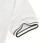 Men’s Ribbed Knit Polo Shirt with Contrast Trim