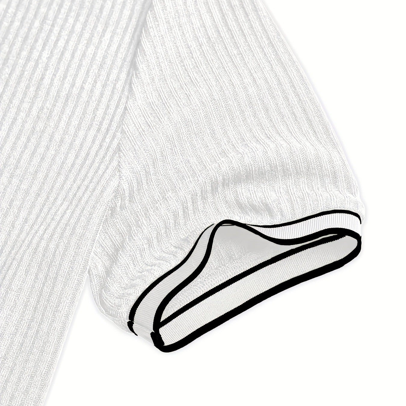 Men’s Ribbed Knit Polo Shirt with Contrast Trim